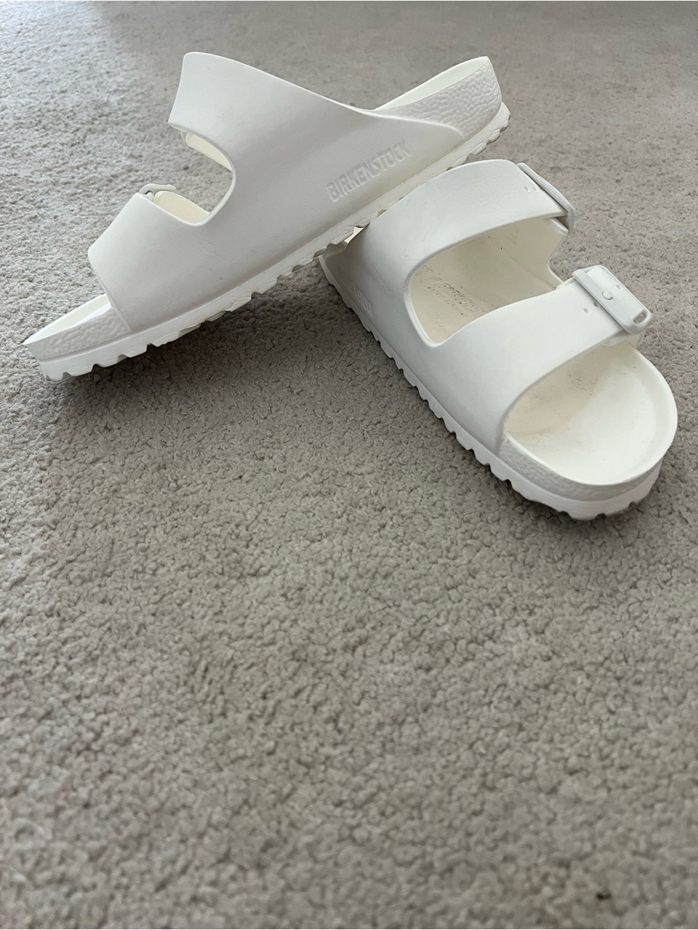 Birkenstock White Two-Strap EVA Slide Sandals